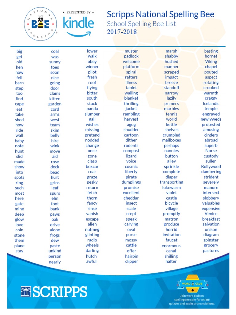 Great Spelling Bee 2023 Word List Pdf of all time Check it out now!