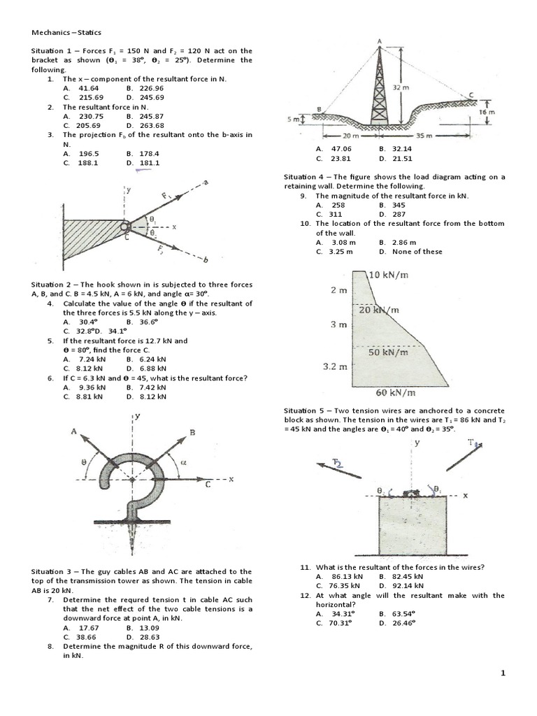 Statics Problems and Solutions | PDF | Friction | Force