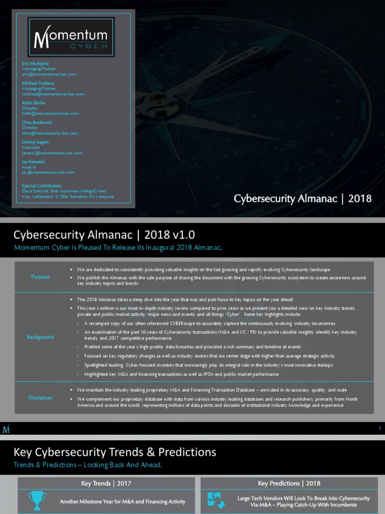2018 Cybersecurity Almanac-1 PDF | PDF | Computer Security | Security