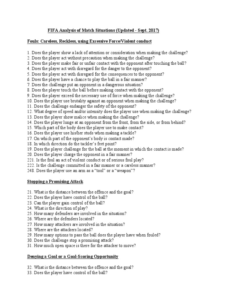 FIFA Match Situation Analysis Guide | PDF | Referee | Team Sports