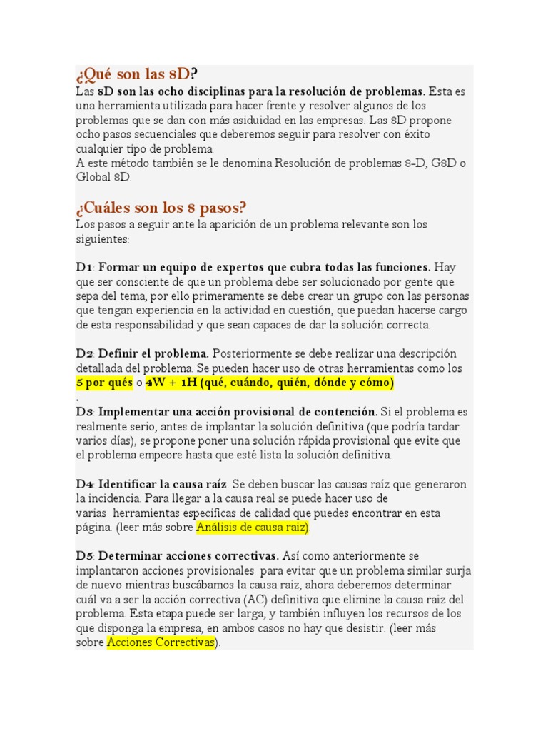 Qué Son Las 8d Pdf Cognición Informática Y Tecnología De La