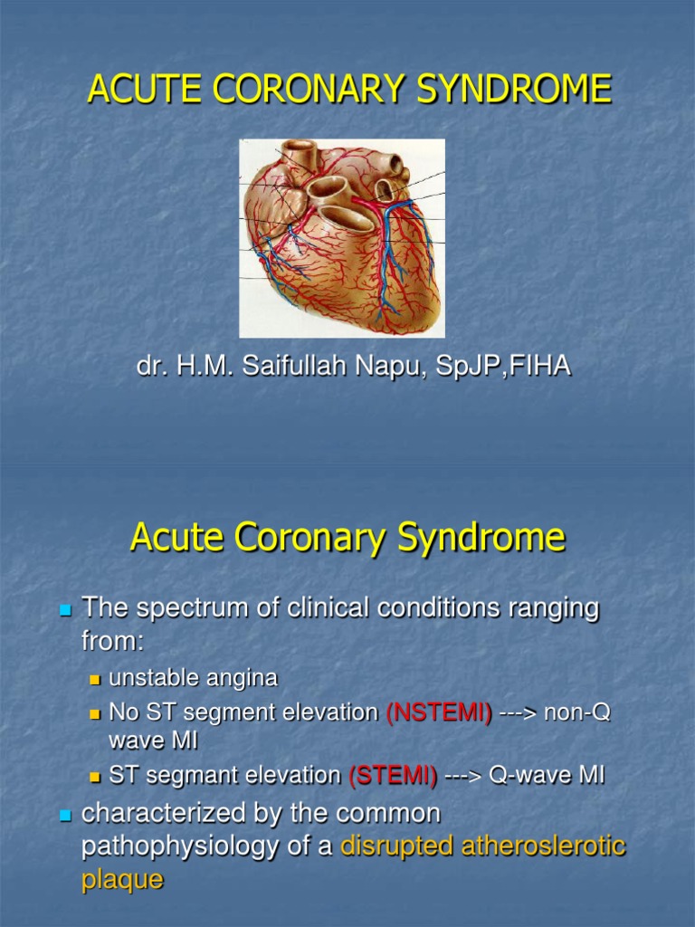 Acute Coronary Syndrome Overview and Management | PDF | Myocardial ...