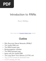 Introduction To RNNS!: Arun Mallya!