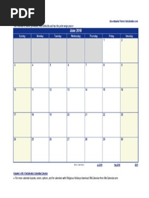 June 2018 Calendar