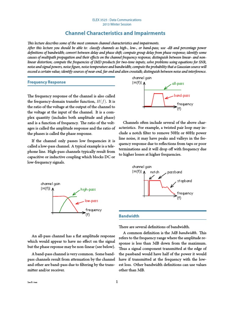 Channel Characteristics and Impairments: Frequency Response | PDF ...
