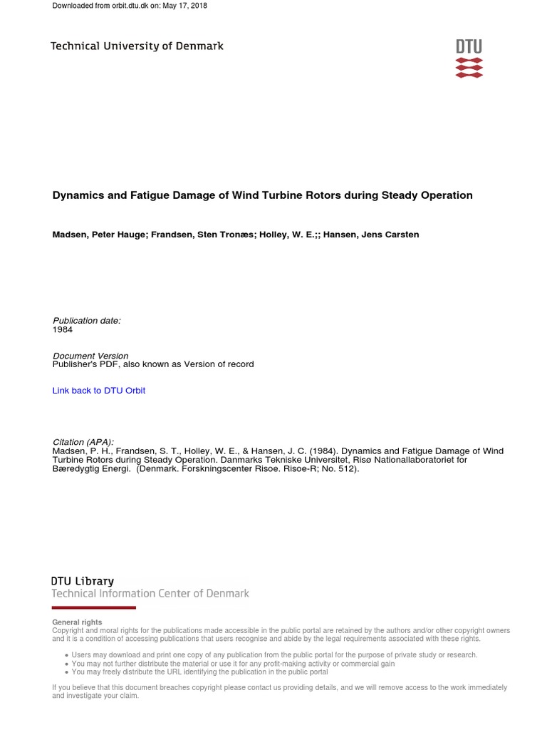 Dynamics and Fatigue Damage of Wind Turbine Rotors During Steady ...
