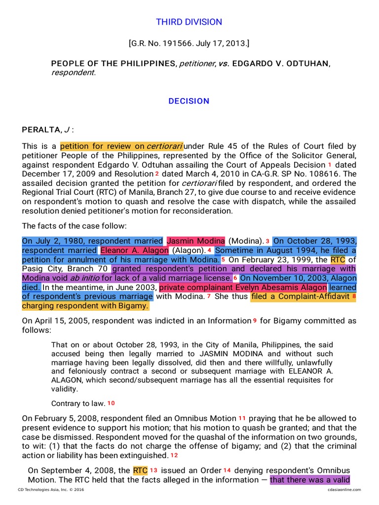 Analysis of a Bigamy Case Where the Defendant's First Marriage Was