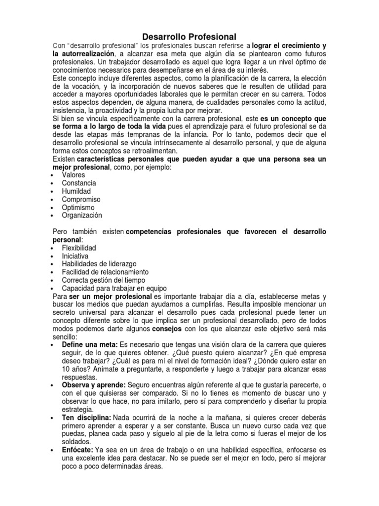 Claves para el Desarrollo Profesional | PDF | Desarrollo personal ...