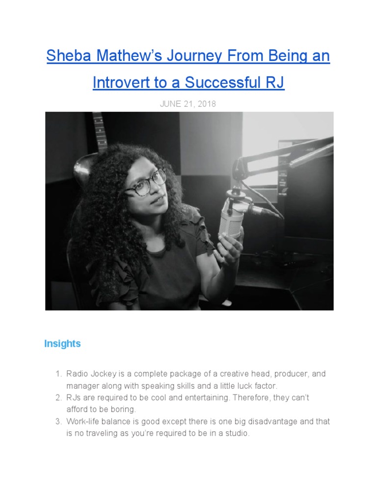 Sheba Mathew's Journey From Being An Introvert To A Successful Radio