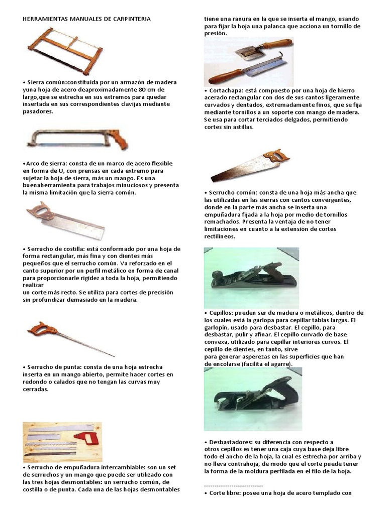 Herramientas Manuales de Carpinteria | PDF | Herramientas | Naturaleza