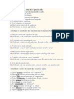 Exercícios Sobre Sujeito e Predicado