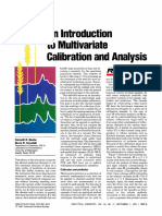 An Introduction To Multivariate Calibration and Analysis: Kenneth R. Beebe Bruce R. Kowalski