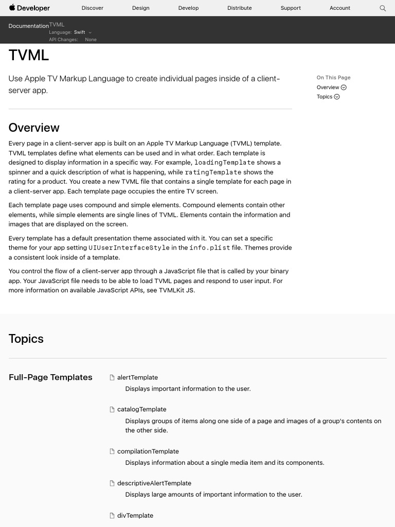 TVML - Apple Developer Documentation | PDF | Client–Server Model | Java ...