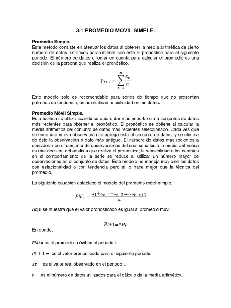 Promedio Móvil Simple: Método y Ejemplos | PDF | Predicción | Series de ...