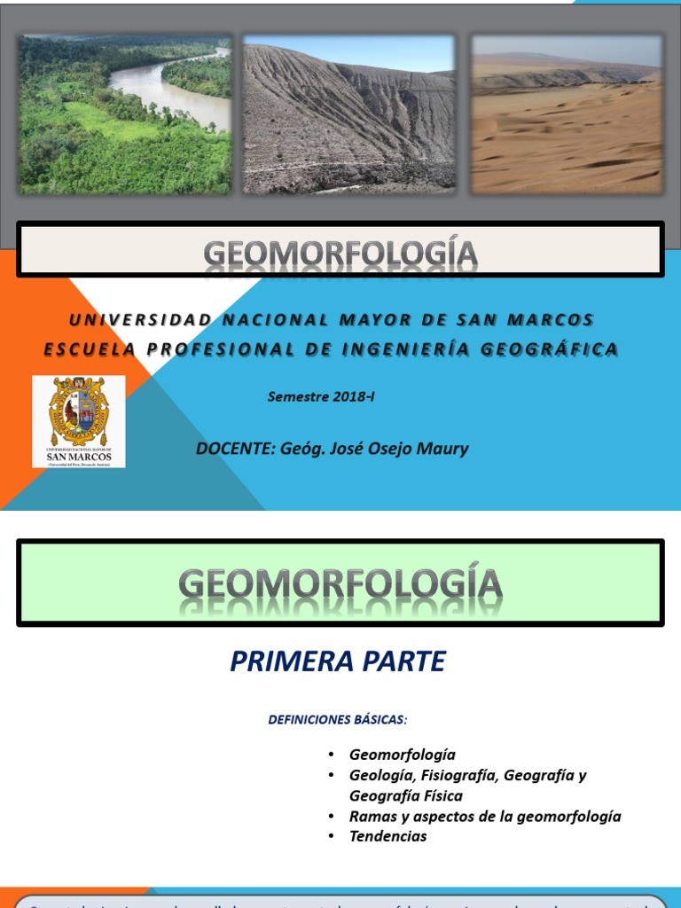 Geomorfología Ig 2018I 1°1 PDF Geomorfología Geografía Física
