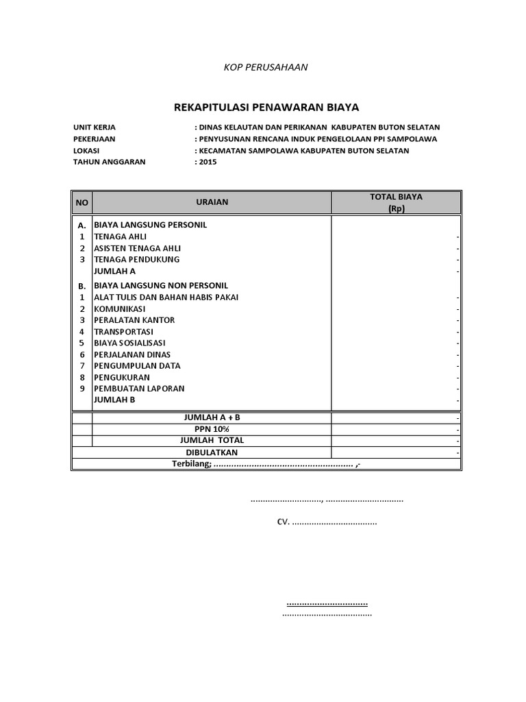 Rencana Pengelolaan PPI Sampolawa 2015 | PDF