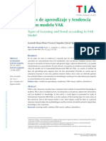 Tipos de Aprendizaje y Tendencia Según Modelo VAK