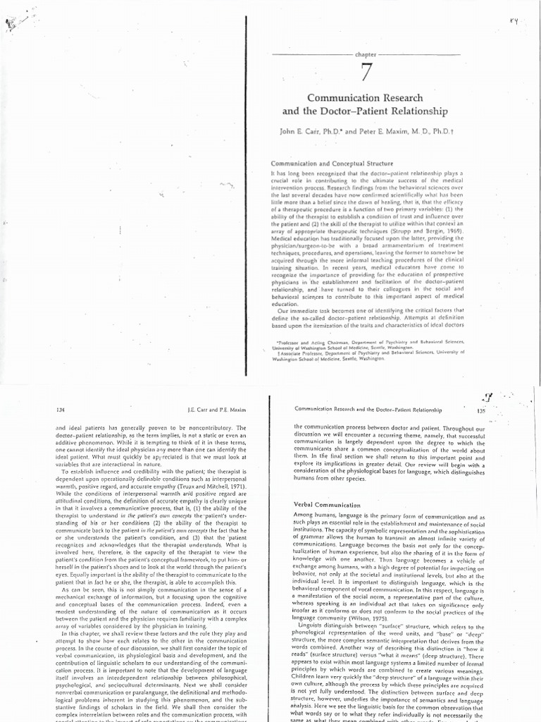Communication Research and The Doctor Patient Relationship | PDF ...