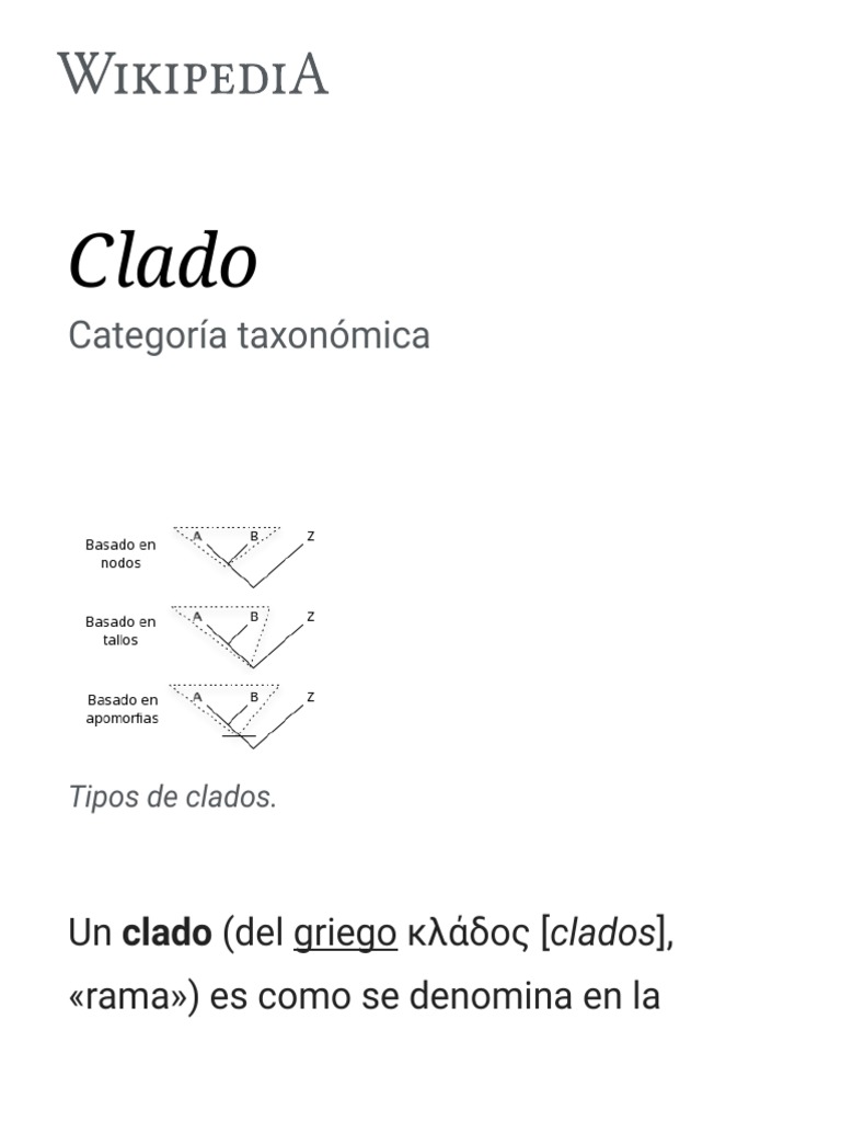 Clado - Wikipedia, La Enciclopedia Libre | PDF | Clade | Taxonomía ...