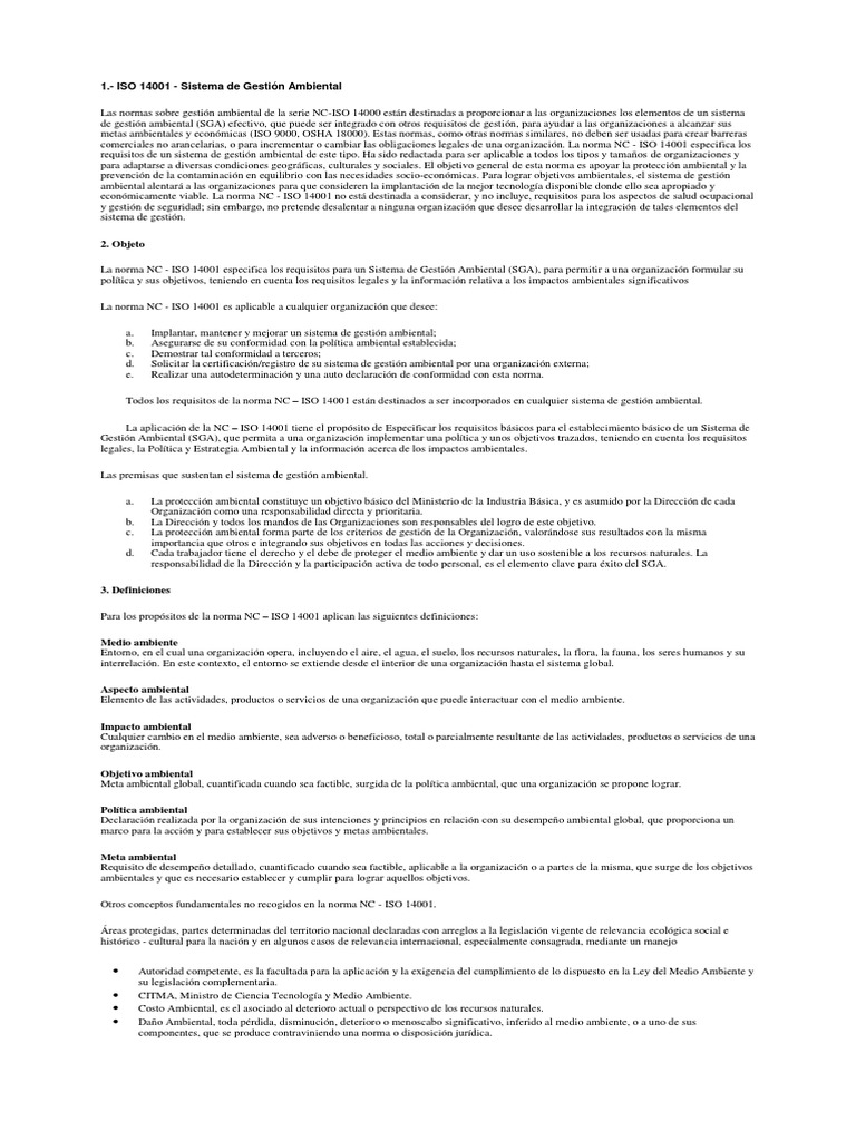 Iso 14001 | PDF | Evaluación de impacto ambiental | Entorno natural