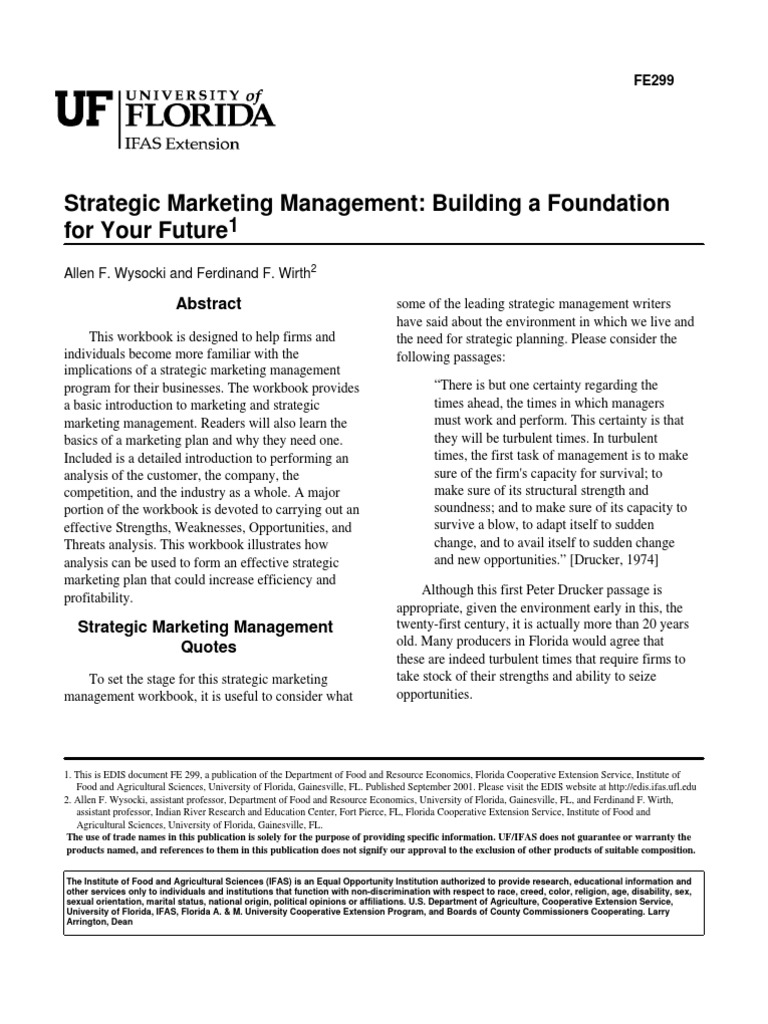 Strategic Marketing Management Workbook | PDF | Strategic Management ...