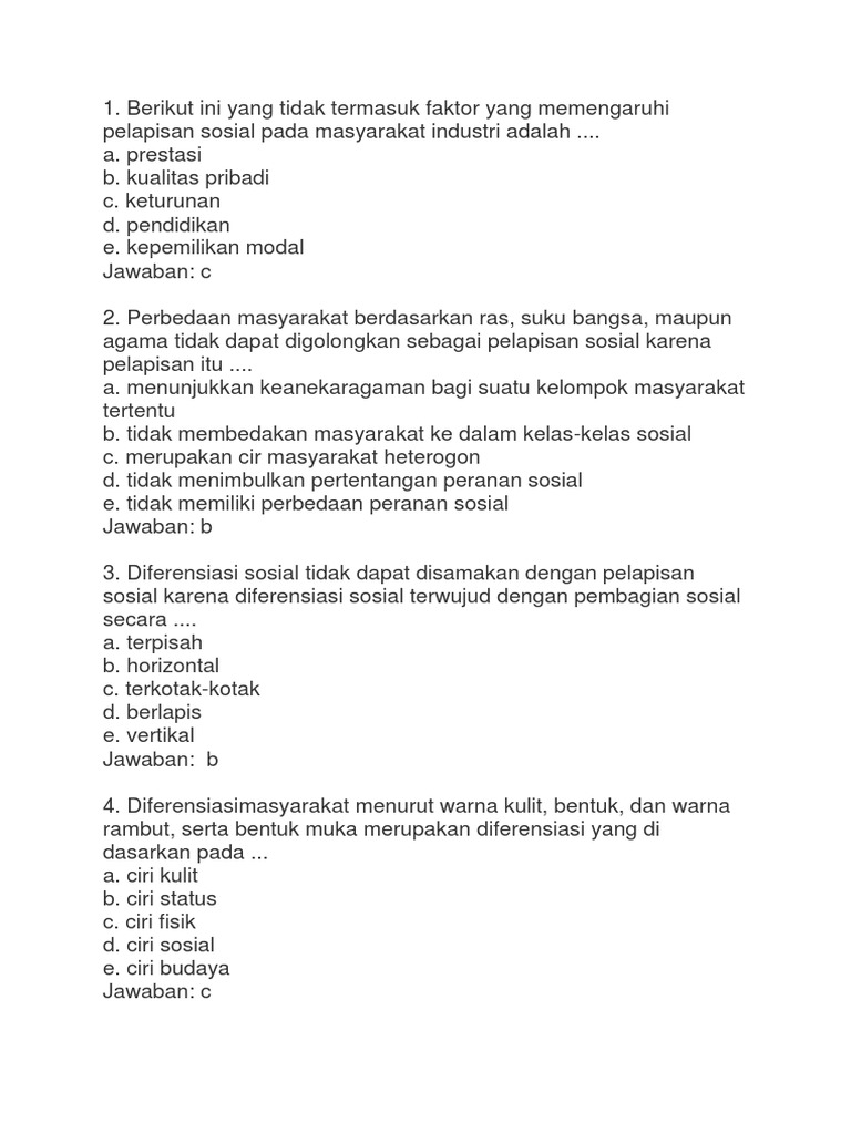 Kumpulan Soal Sosiologi Docx
