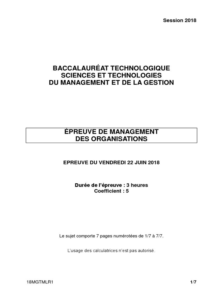 Sujet Bac Eco Droit Stmg 2021 + Corrige Bac STMG 2018 Manag Des Orga Sujet | PDF | Communes de France | France