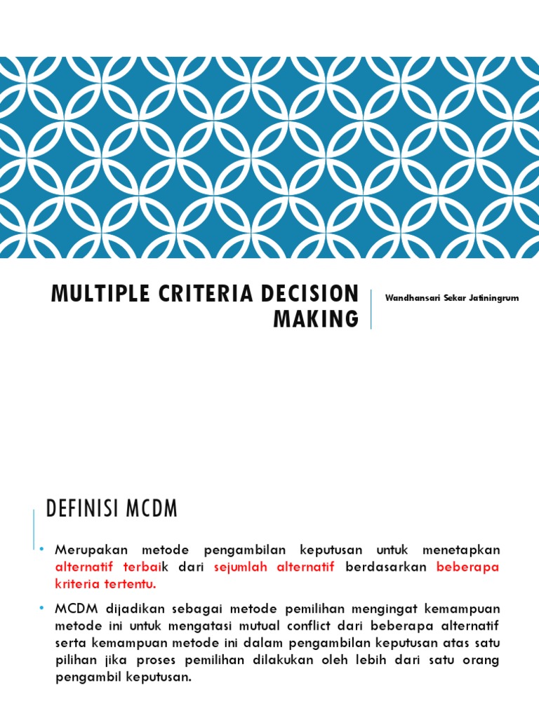 Definisi dan Karakteristik MCDM | PDF