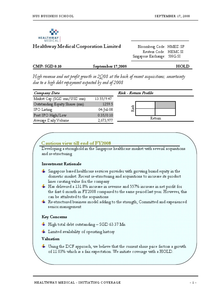 Group3 Healthway Medical Corporation Limited Research Report Pdf Valuation Finance Expense