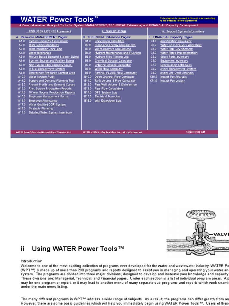 Water Tools PDF Microsoft Excel Computer File