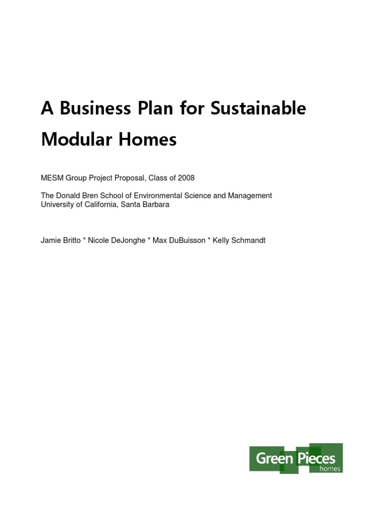 A Business Plan For Sustainable Modular Homes | PDF | Leadership In ...