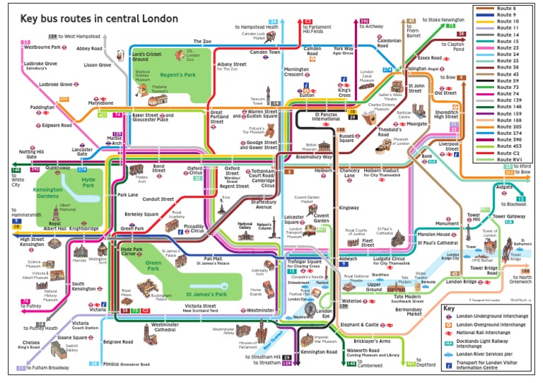 London Bus Map Pdf Key Bus Routes In Central London Pdf | Pdf | Westminster | London