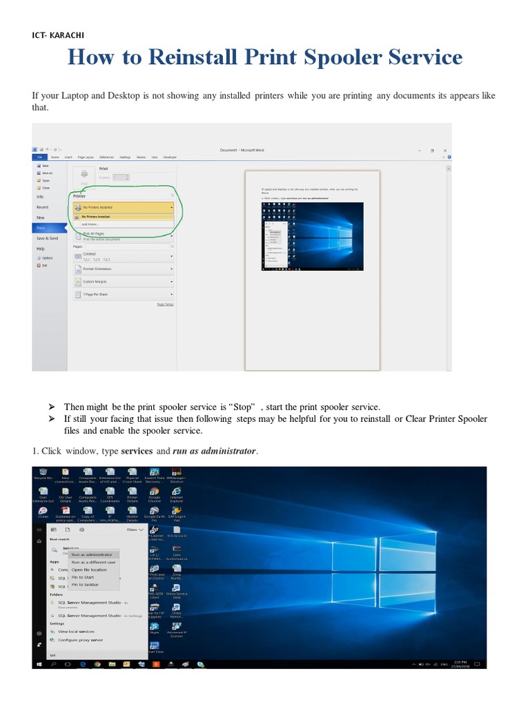How to reinstall print spooler service pdf