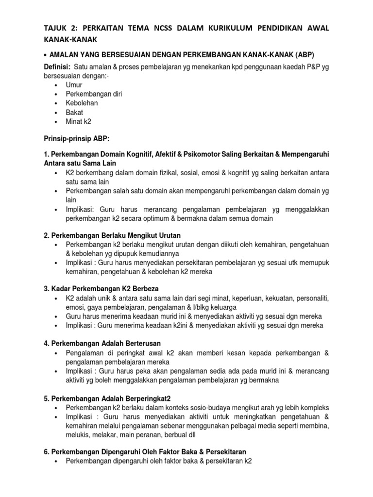 Pakk3362 Pengajian Sosial Tajuk 2 Perkaitan Tema Ncss Dalam Kurikulum Pendidikan Awal Kanak Kanak