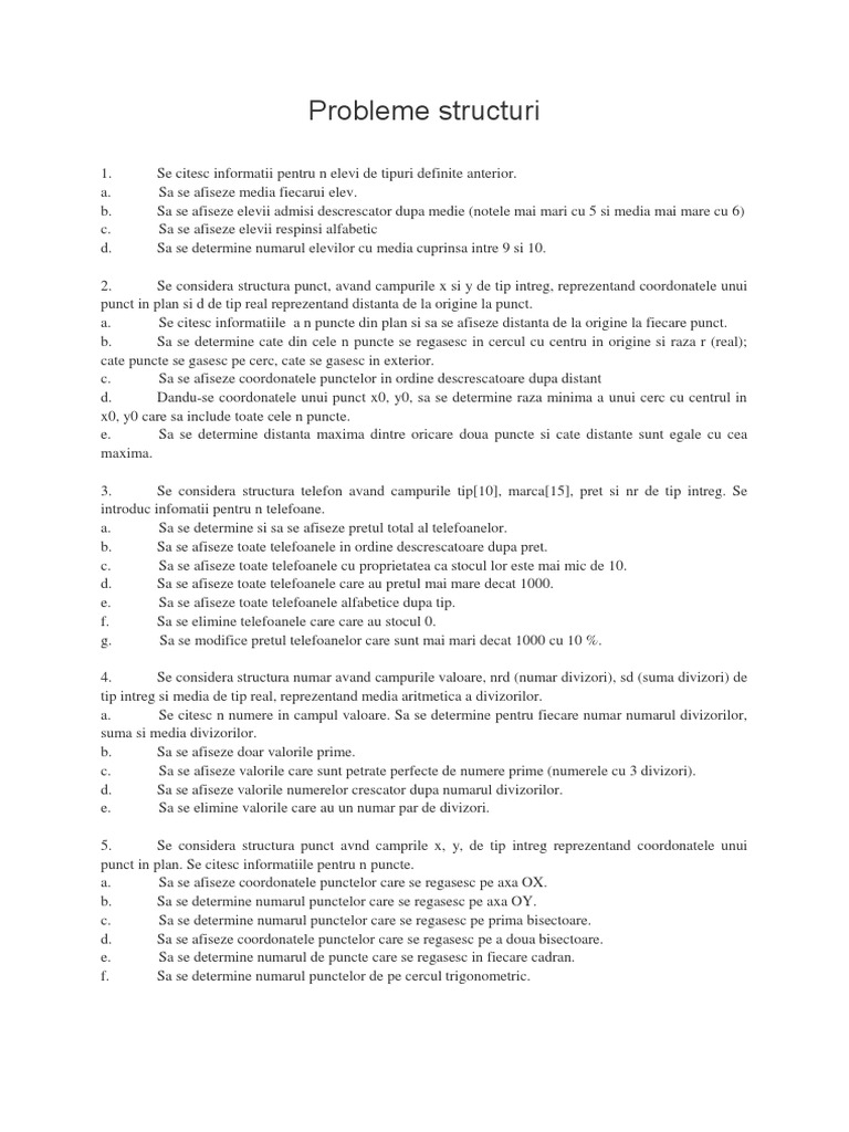 Probleme Structuri | PDF