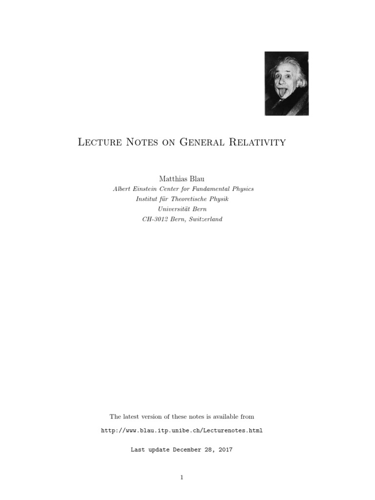 Lecture Notes On General Relativity Pdf Tensor Differential Geometry