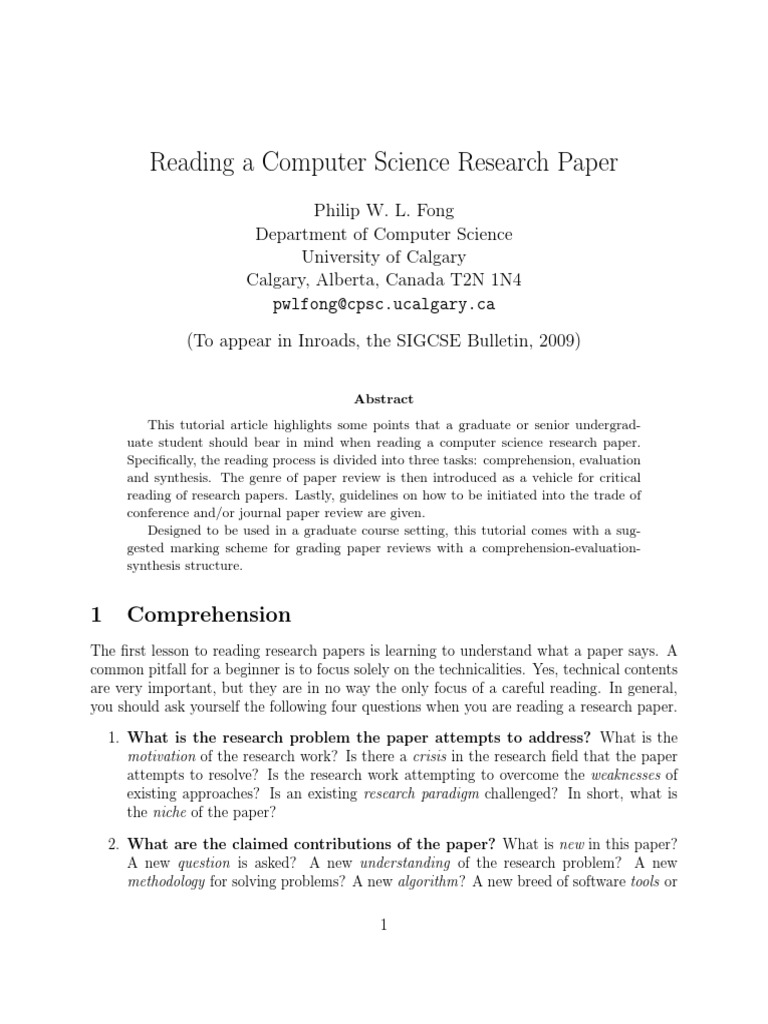 How To Critique Computer Science Papers | PDF | Academic 