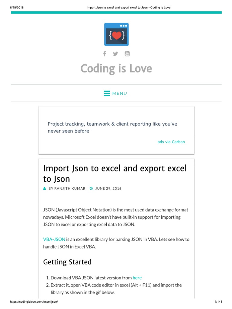 Import json to excel and export excel to json coding is love pdf