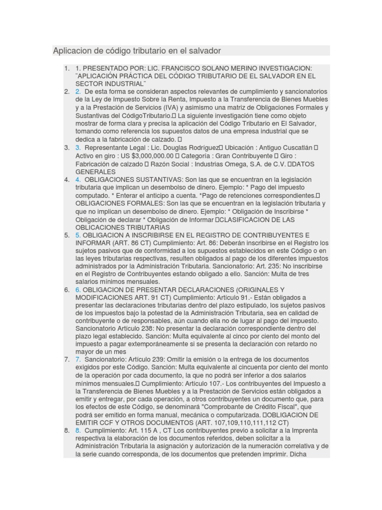CODIGO TRIBUTARIO DE EL SALVADOR visual data 7