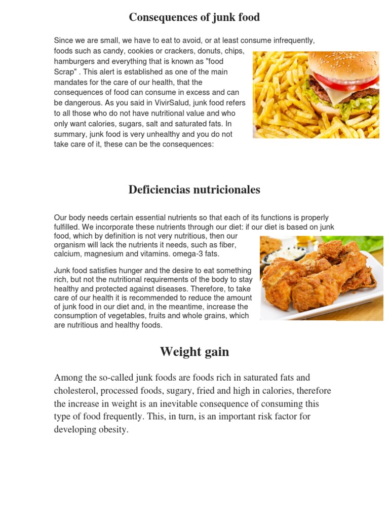 Consecuencias de La Comida Chatarra | PDF | Junk Food | Nutrition