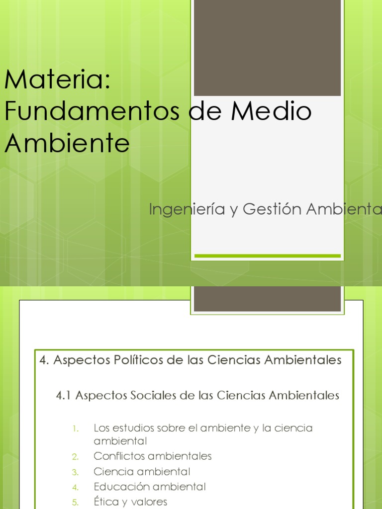 Aspectos Politicos de Las Ciencias Ambientales