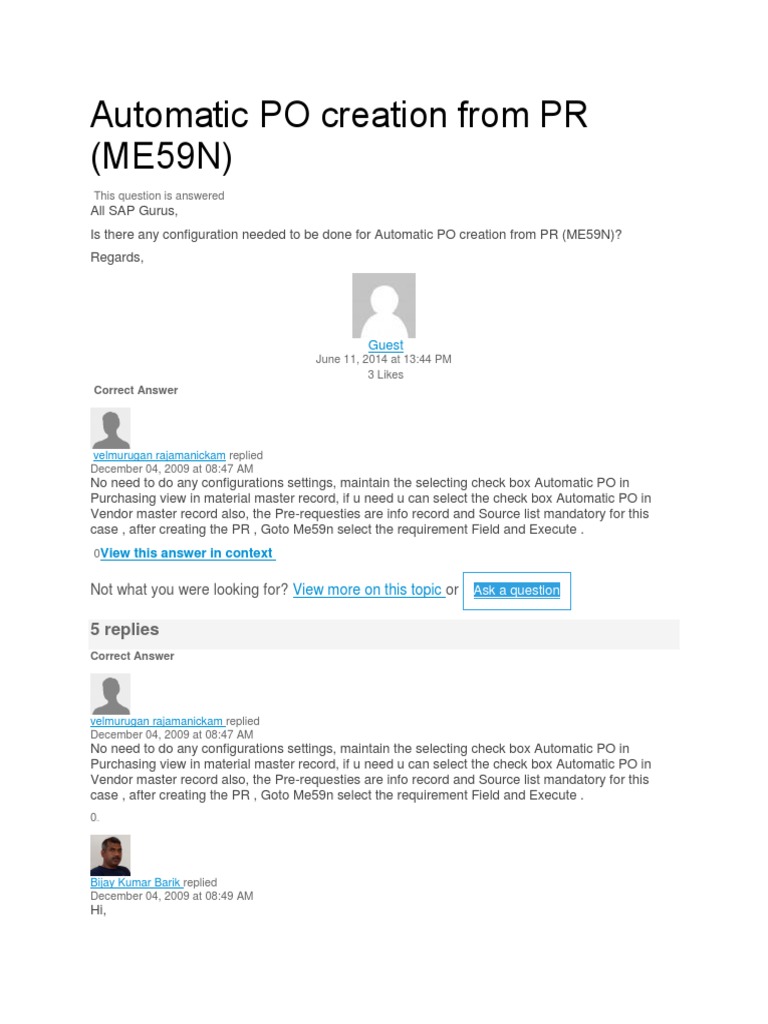 Automatic PO Creation from PR in SAP | PDF | Software Engineering ...