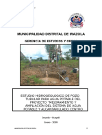 Estudio Hidrogeologico de Pozo Tubular para Agua Potable Del Proyecto "Mejoramiento y Ampliación Del Sistema de Agua Potable y Alcantarillado - Ucayali
