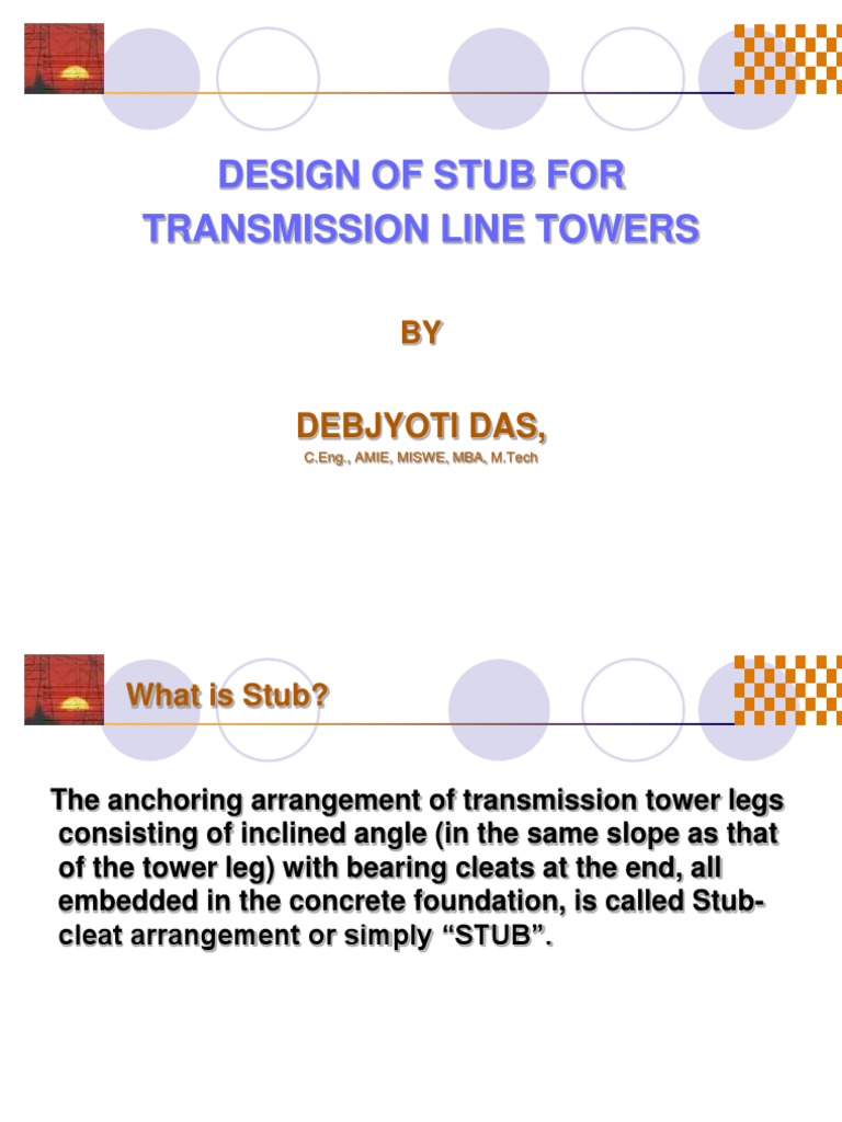 Design of Stub For Transmission Line Towers: Debjyoti Das | PDF | Screw ...