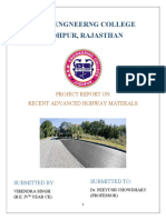 M.B.M Engneerng College Jodhpur, Rajasthan: Project Report On Recent Advanced Hghway Materals
