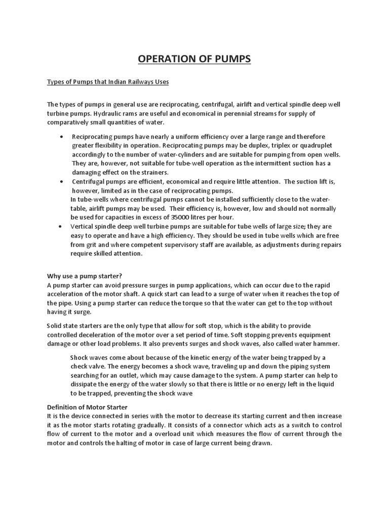 Operation Of Pumps Pdf Components Machines