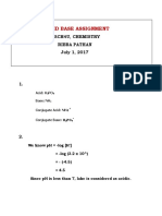 Acid Base Assignment: Sch4U, Chemistry Ribba Pathan July 1, 2017