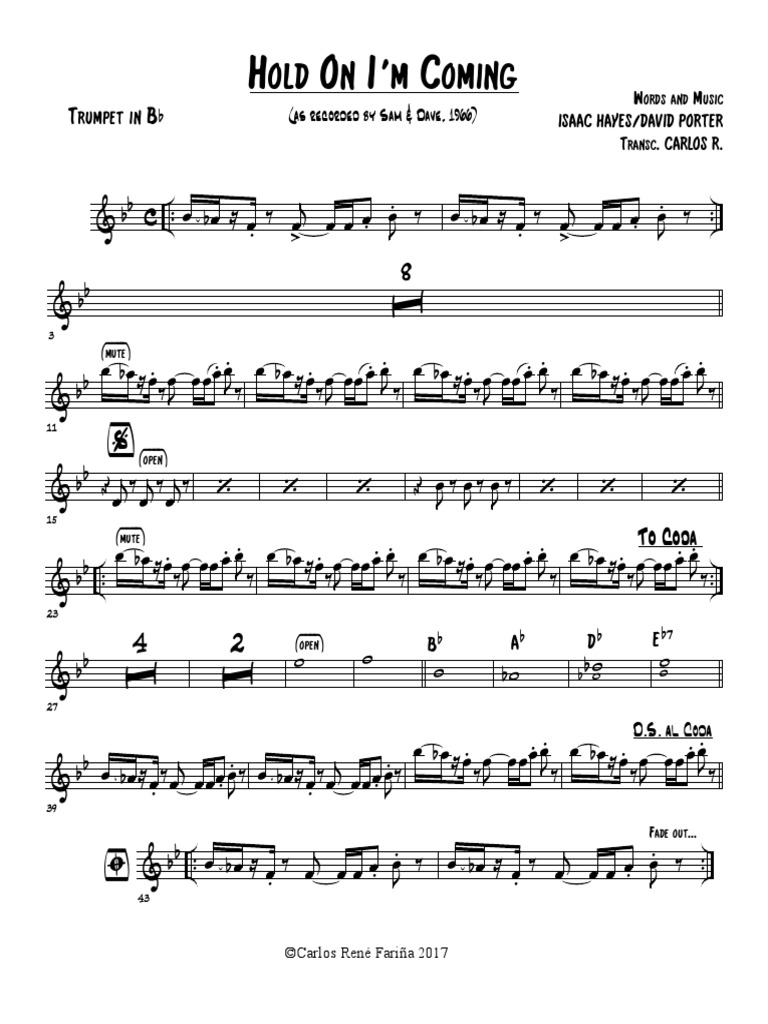 Hold on im coming trumpet in bb