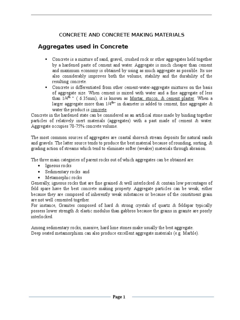 Concrete Making Materials Pdf Construction Aggregate Concrete
