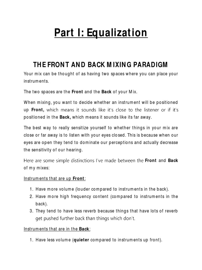 The EQ and Compression Formula - Part I Equalization | PDF ...